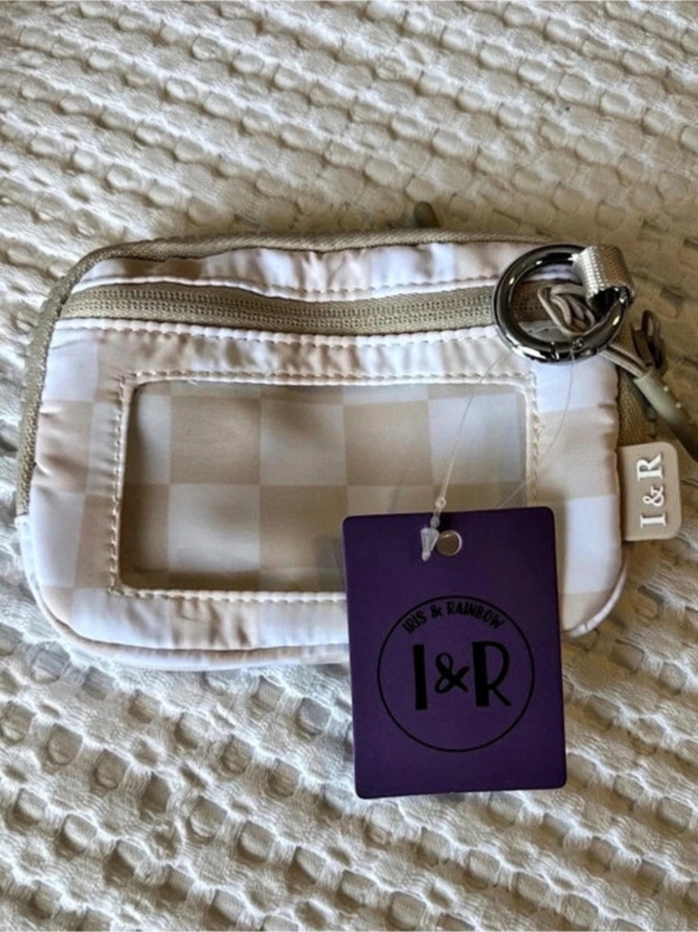 I&R Checkered Mini Bag in White & Creme NWT